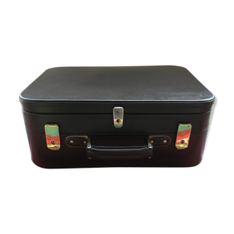 Former Travel Trunk Case - Necessary To Travel Rare Black Leather Vintage