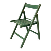 Vintage wooden folding chair from the 1970s, by Realpina Italy, green finish.