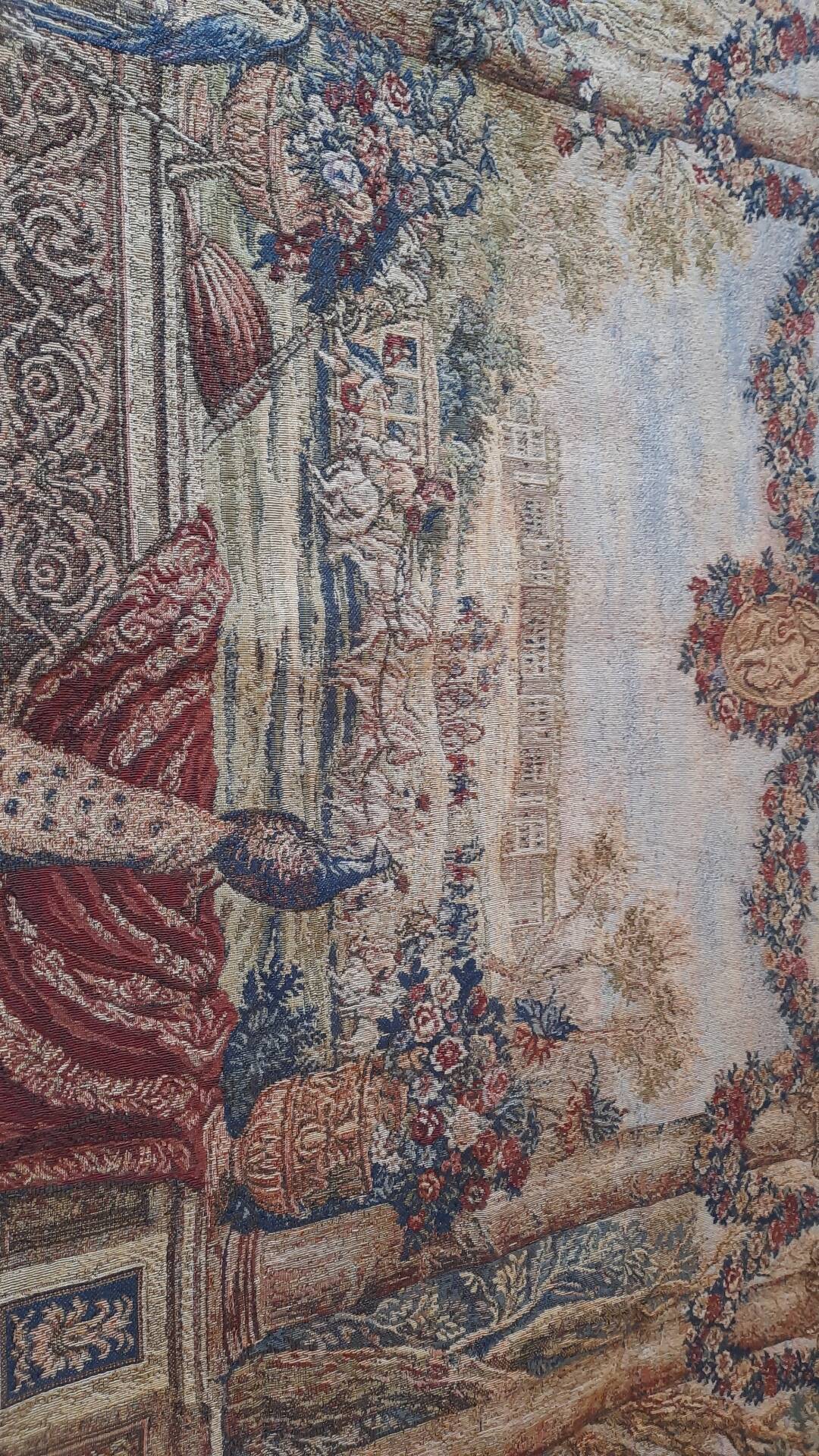 Tapisserie d'halluin " scène de cour au paon"