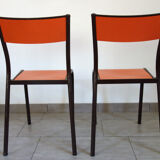 Set of 4 orange school chairs