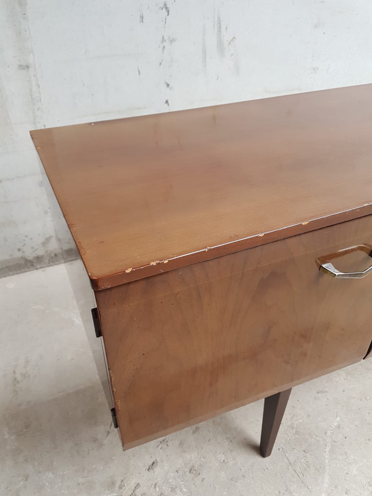 Vintage mid century walnut effect compact scandinavian sideboard
