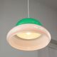Italian Space Age Lamp in Green in White & Green Plexiglas and Chrome, 70s
