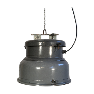 Suspension émail gris vintage lampe industrielle