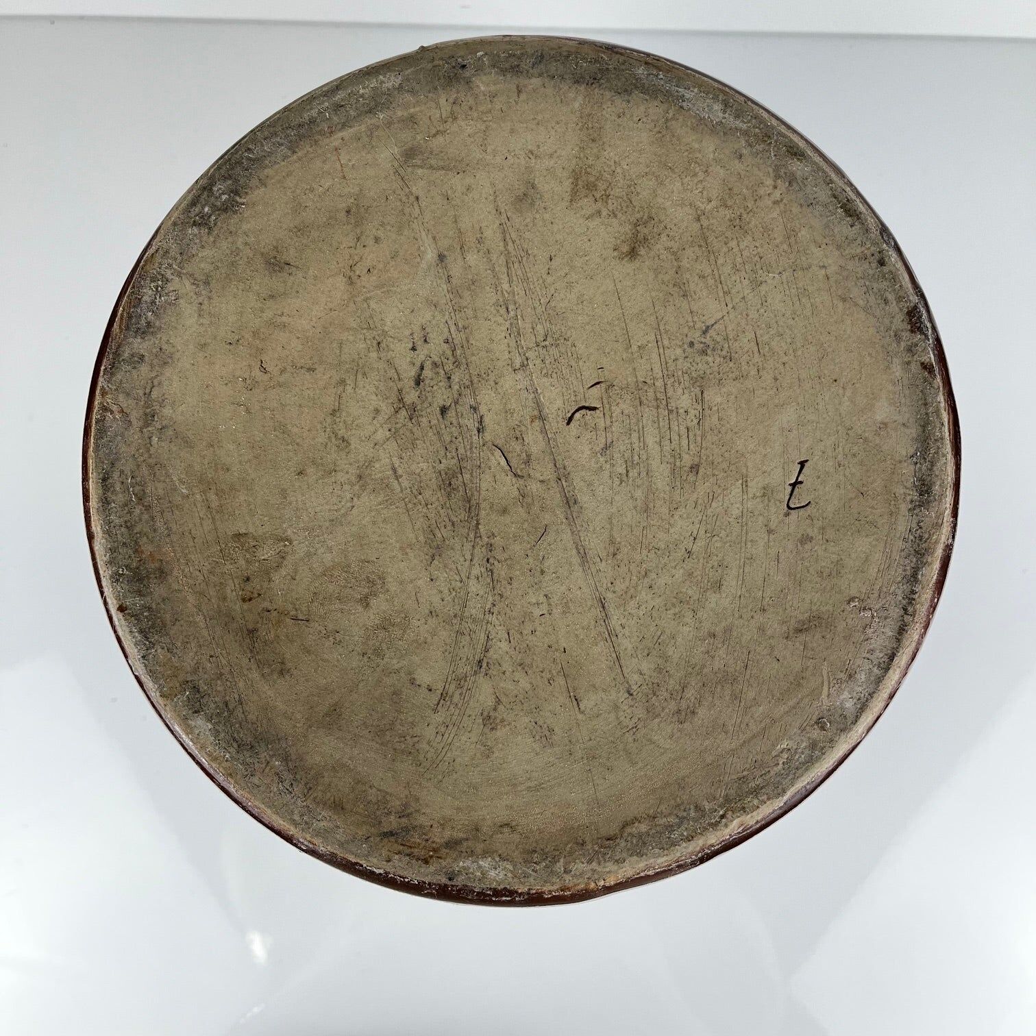 Large confit/grease pot, antique stoneware, brown colour, 1900.
