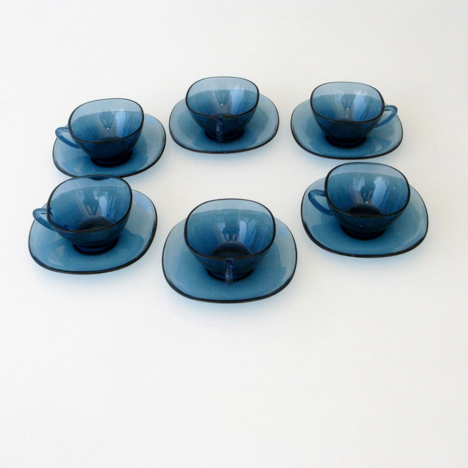 VERECO Coffee Set - Vintage Blue - 6 cups and 6 under cups