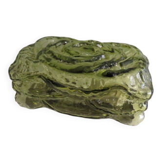 Mid-century brutalist green glass wall lamp by Erco, Germany 1960-1970.Model 54048.