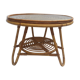 Round coffee table, double rattan trays