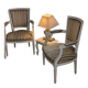 Louis XVI salon: lot of a banquette and two armchairs