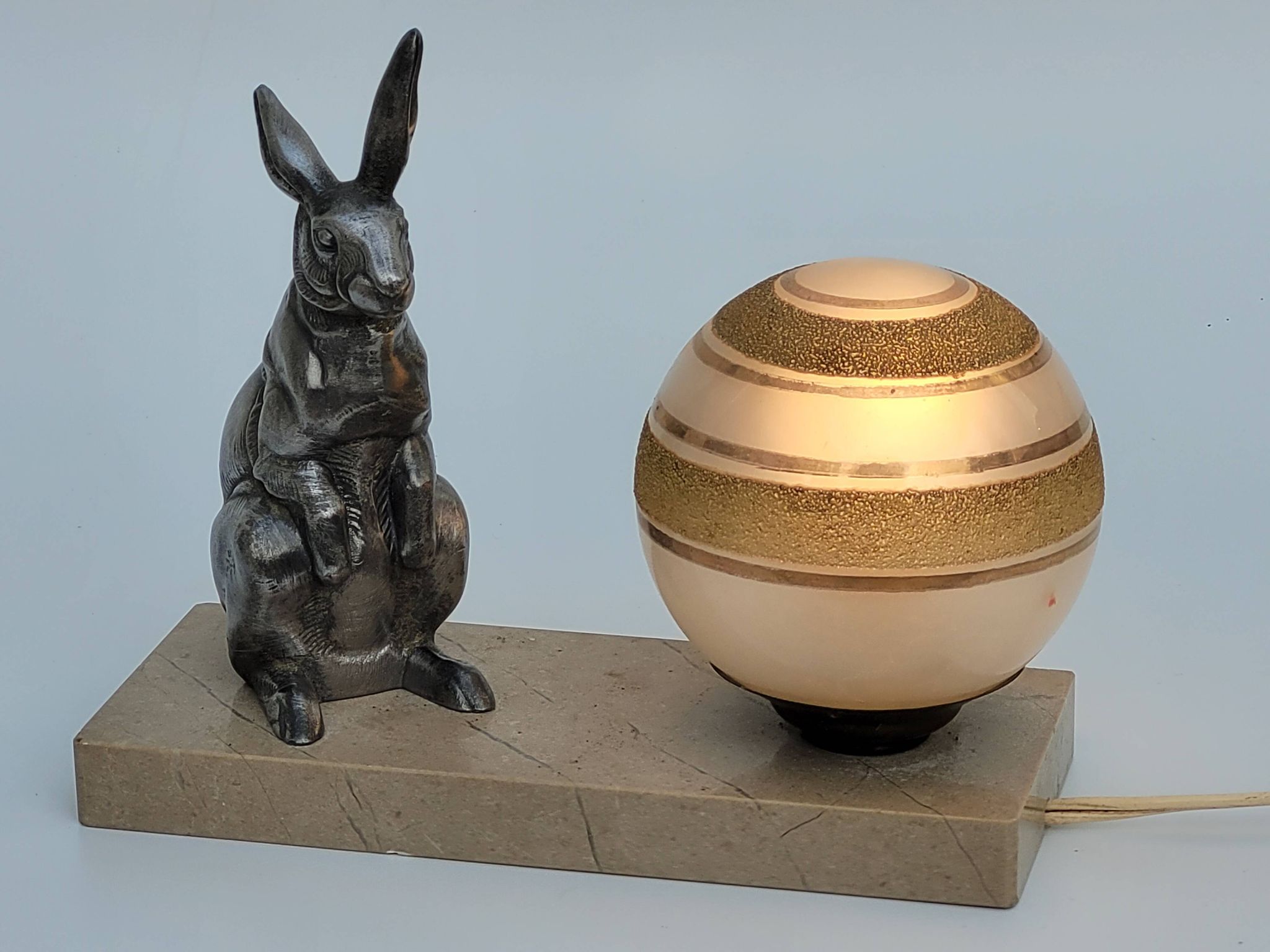 Ancienne  lampe de chevet veilleuse  art déco lapin dlg benjamin rabier