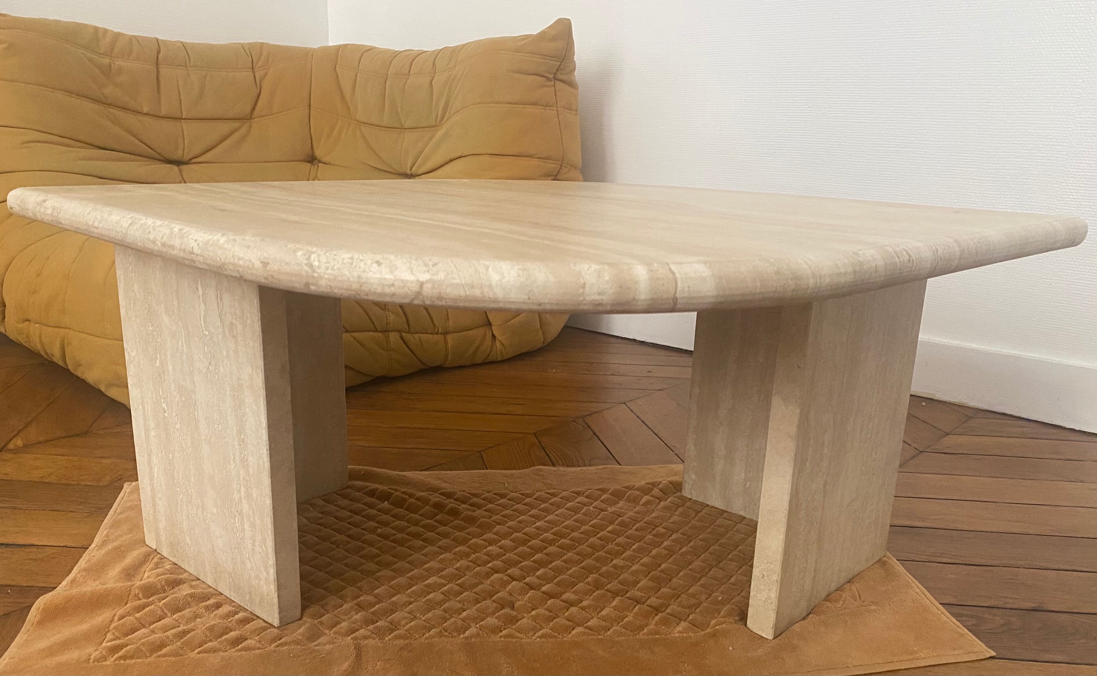 Vintage design travertine stone coffee table drip