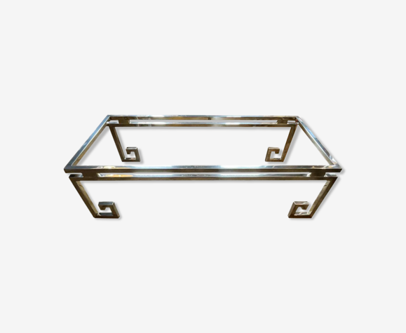 Belgo chrome coffee table hollywood regency style, chrome steel & glass, ca 1970