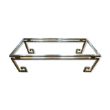Belgo chrome coffee table hollywood regency style, chrome steel & glass, ca 1970