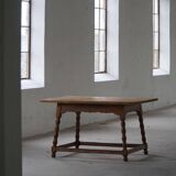 Modern French rectangular dining table in solid pine, handmade, 1900s.