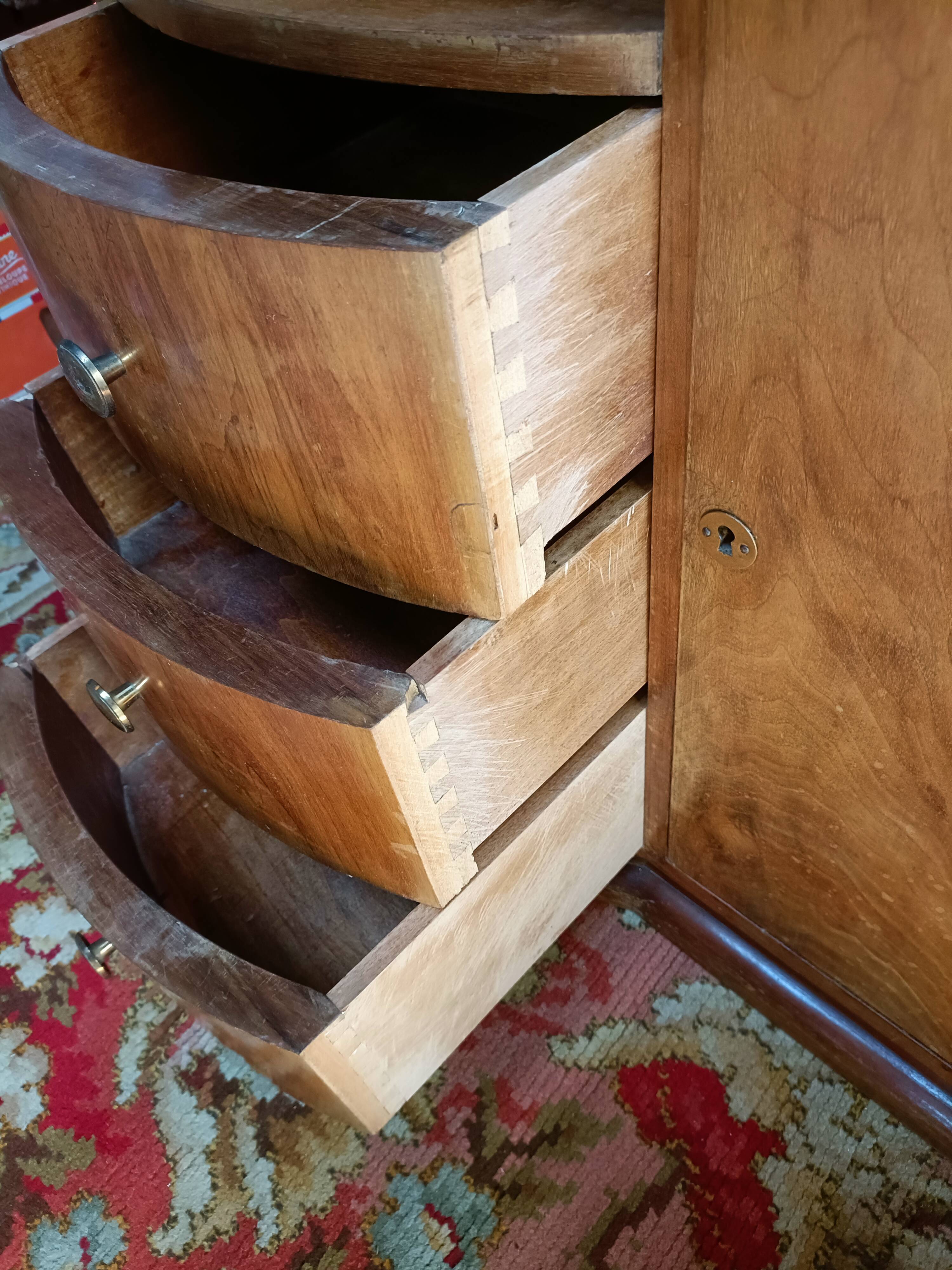 Small art deco sideboard walnut veneer