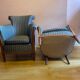 Pair of Art Deco style armchairs, refurbished. Upholstery fabric for armchairs.