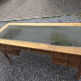 Solid cherry wood desk with leather top