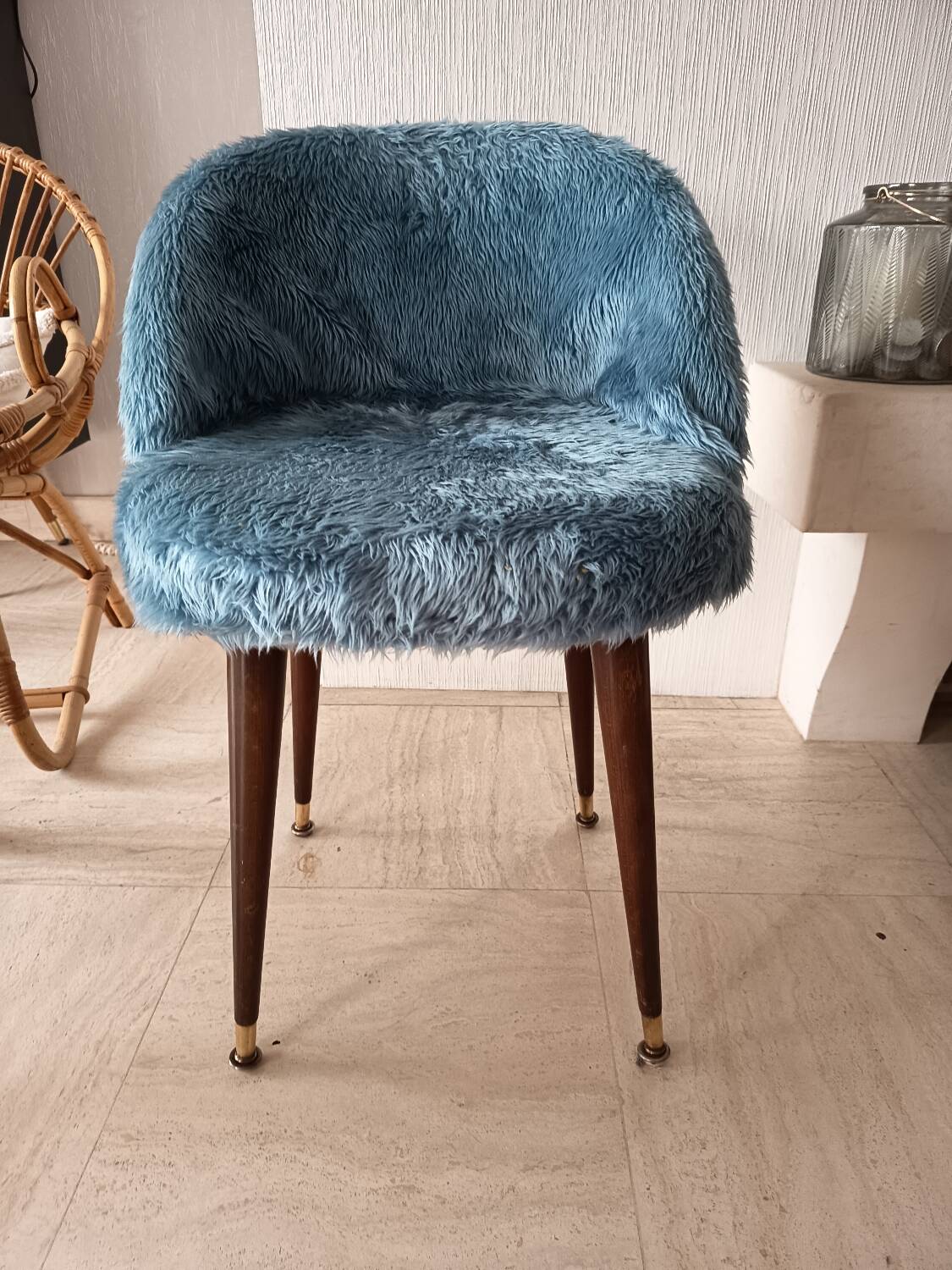 Fluffy blue chair