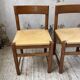 Set of 4 elm straw chairs from the 50s
