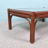 Bamboo and glass coffee table