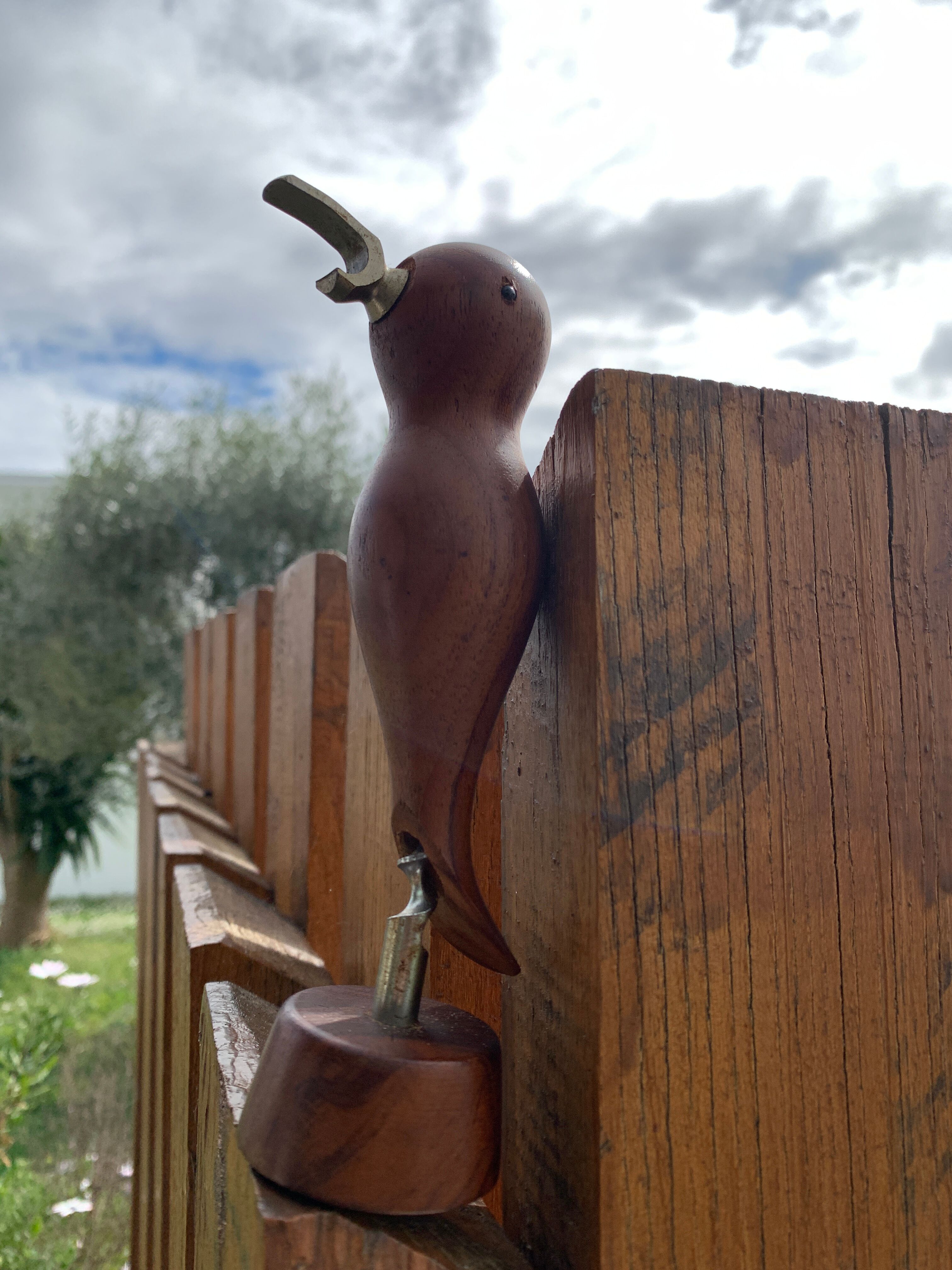 Scandinavian design corkscrew in teak wood and brass, 1960