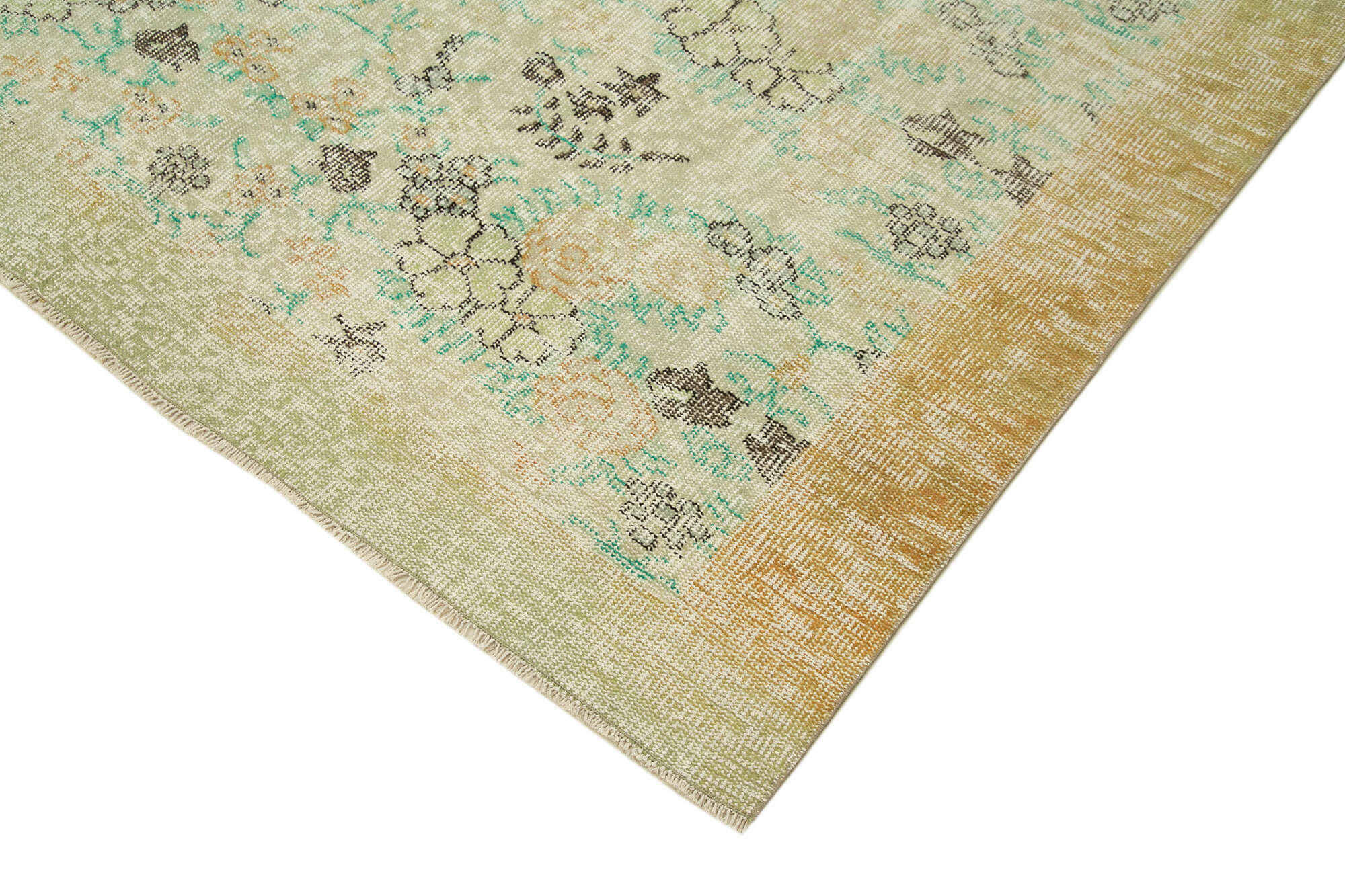 Handmade wool oriental beige rug 181 cm x 327 cm