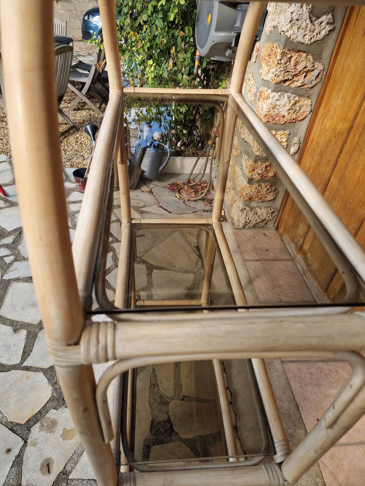 Vintage rattan shelf height