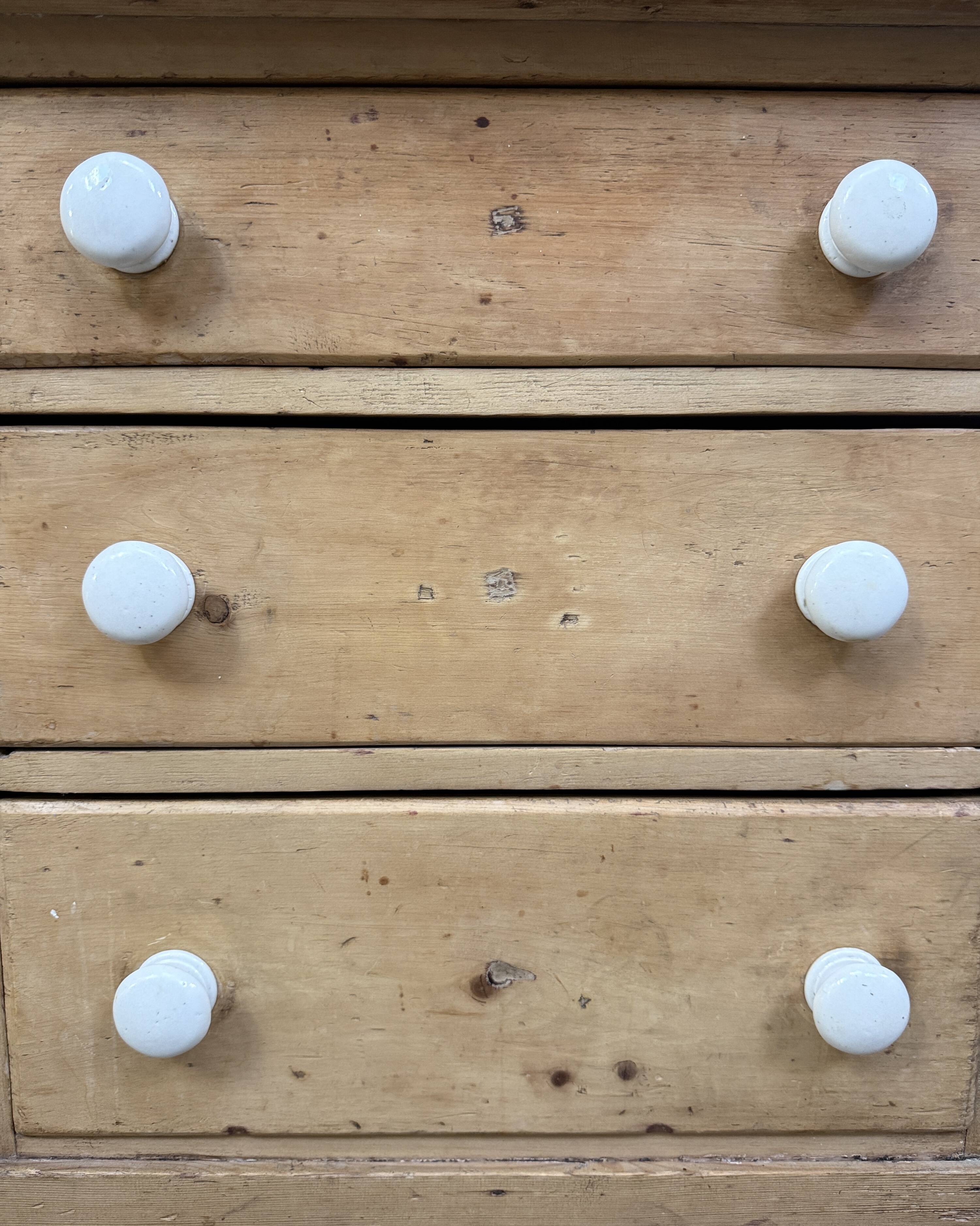 Antique English two-body buffet in solid pine (renovated)