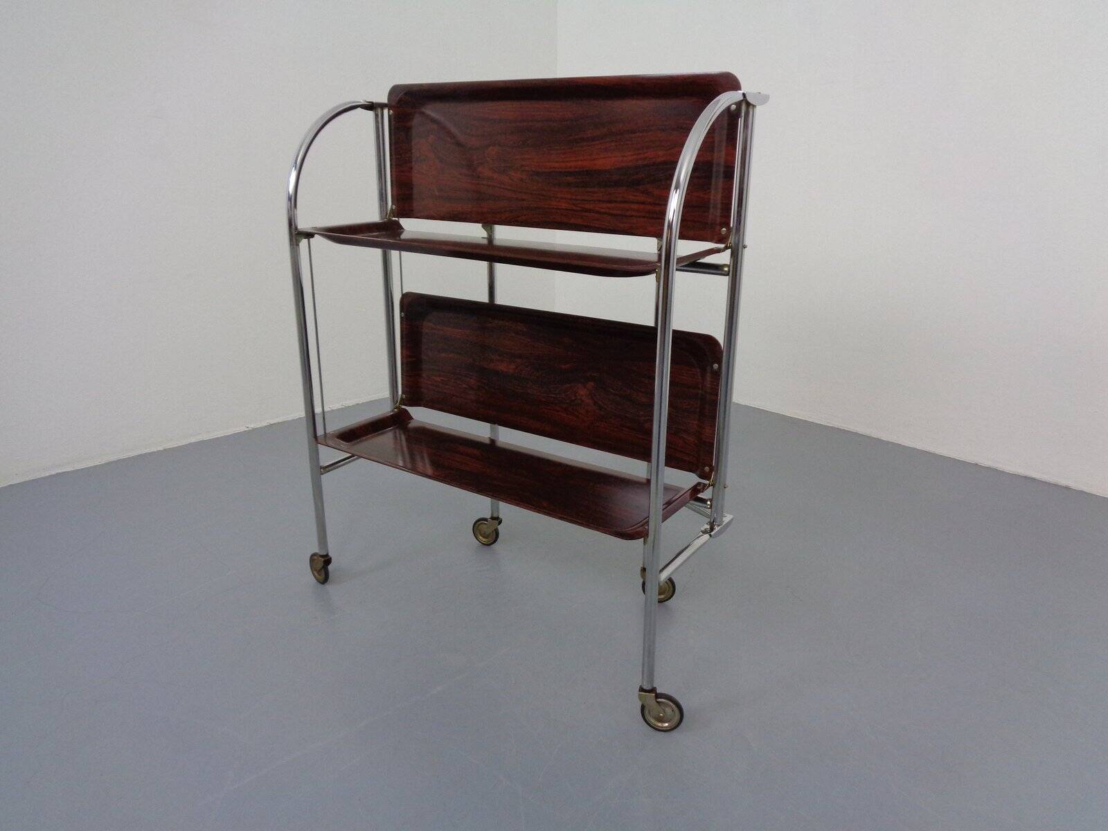 Vintage Optic Rosewood Pressalit Tea Cart, 1970s