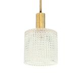 Mid-Century Scandinavian Crystal Glass & Brass Ceiling Light by Fagerlund