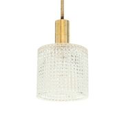 Mid-Century Scandinavian Crystal Glass & Brass Ceiling Light by Fagerlund