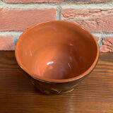 Dark Brown East German Planter with Floral Motif in the Style of Khokhloma