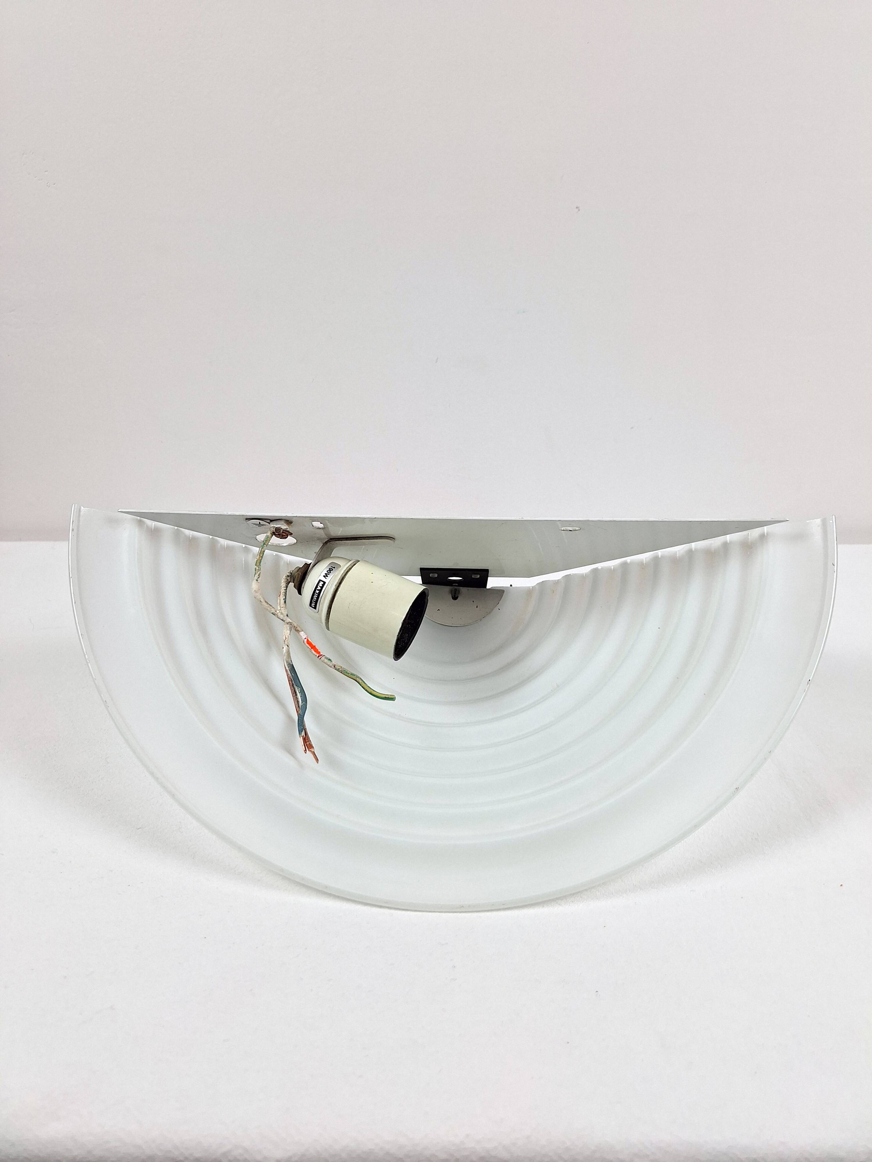 Vintage chunky art deco wavy glass wall light 1980s
