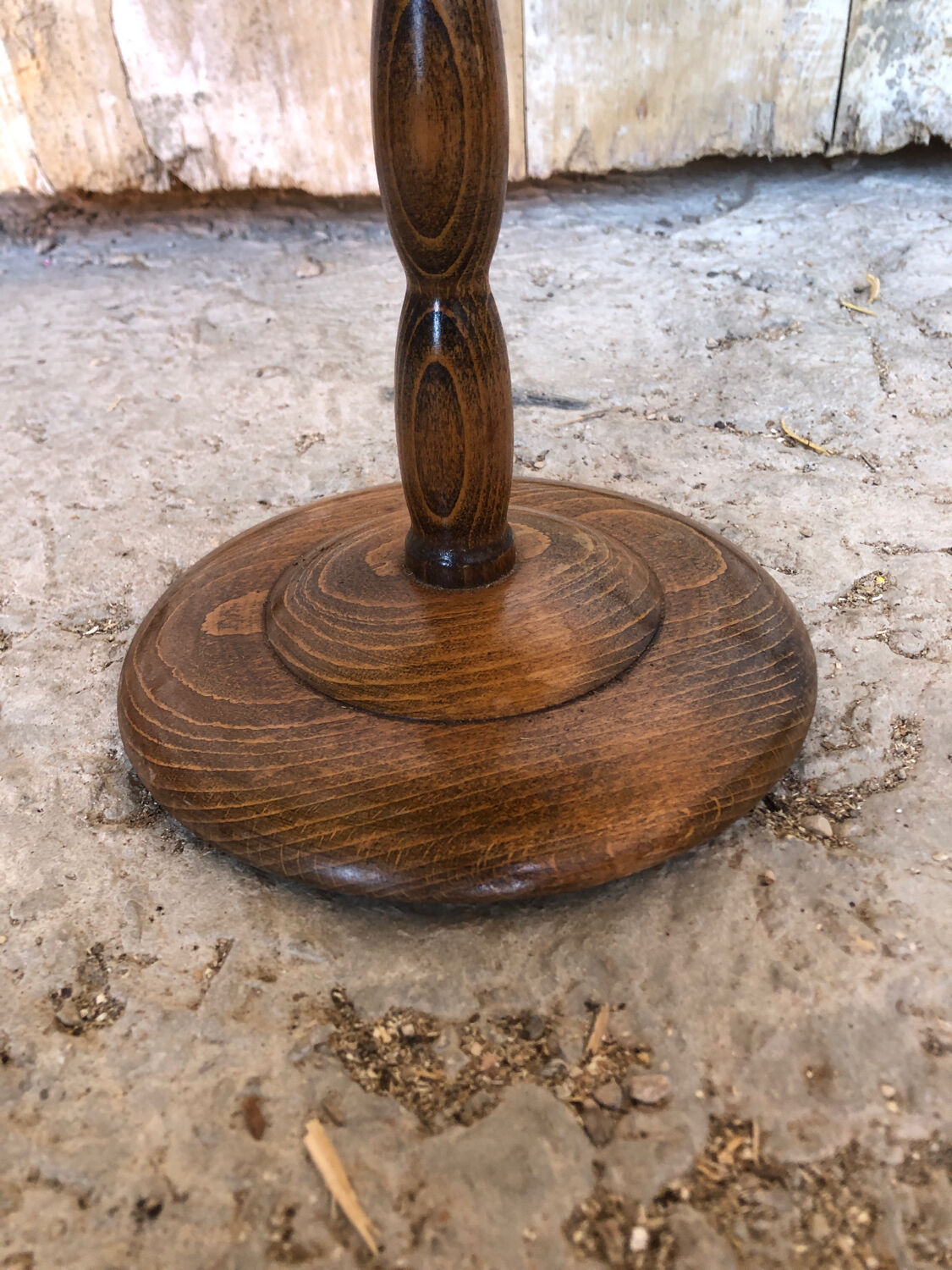 Turned wood side table