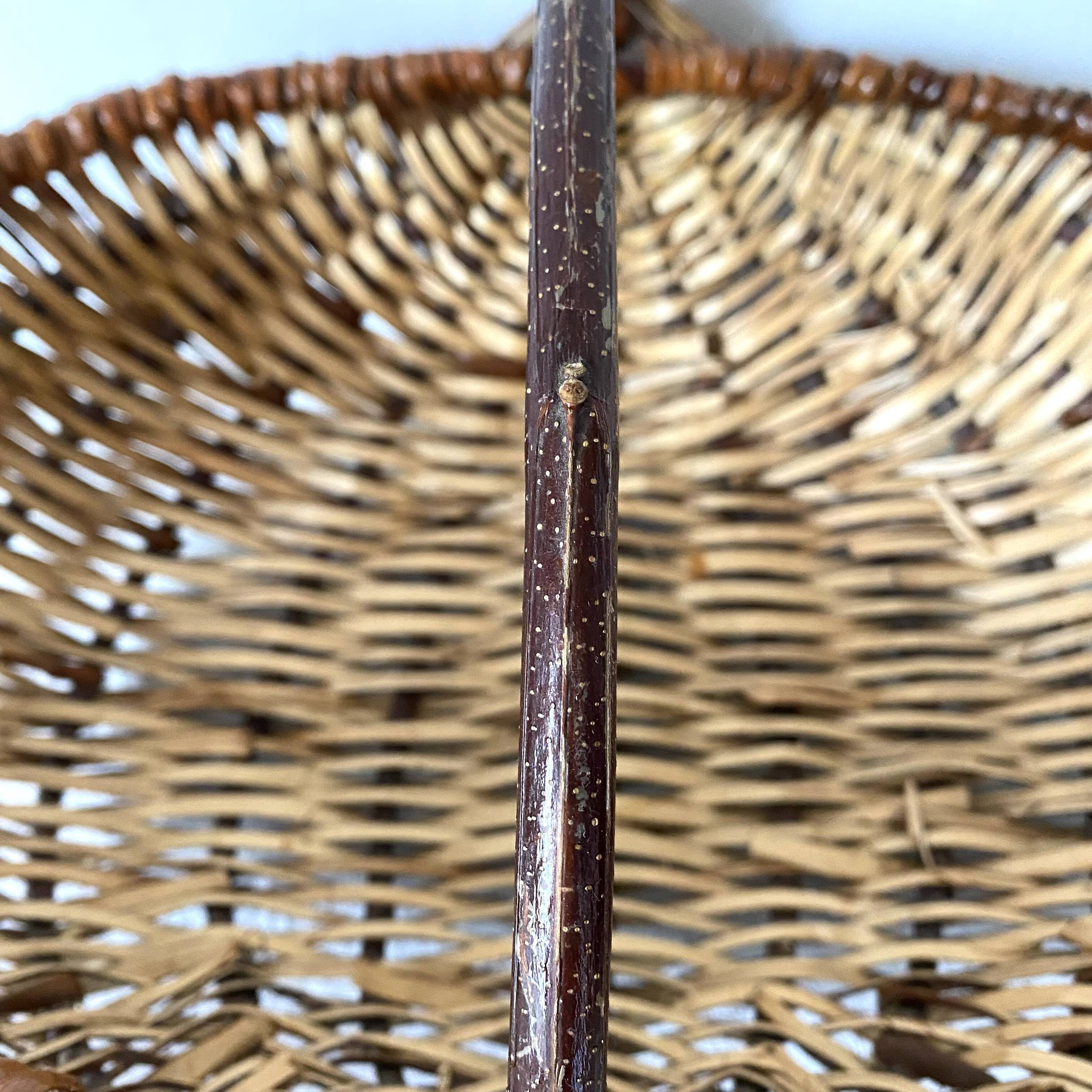 Wicker and hazel wood basket