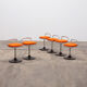 6 Italian low bar stools with orange seat 1970 Joe Colombo style
