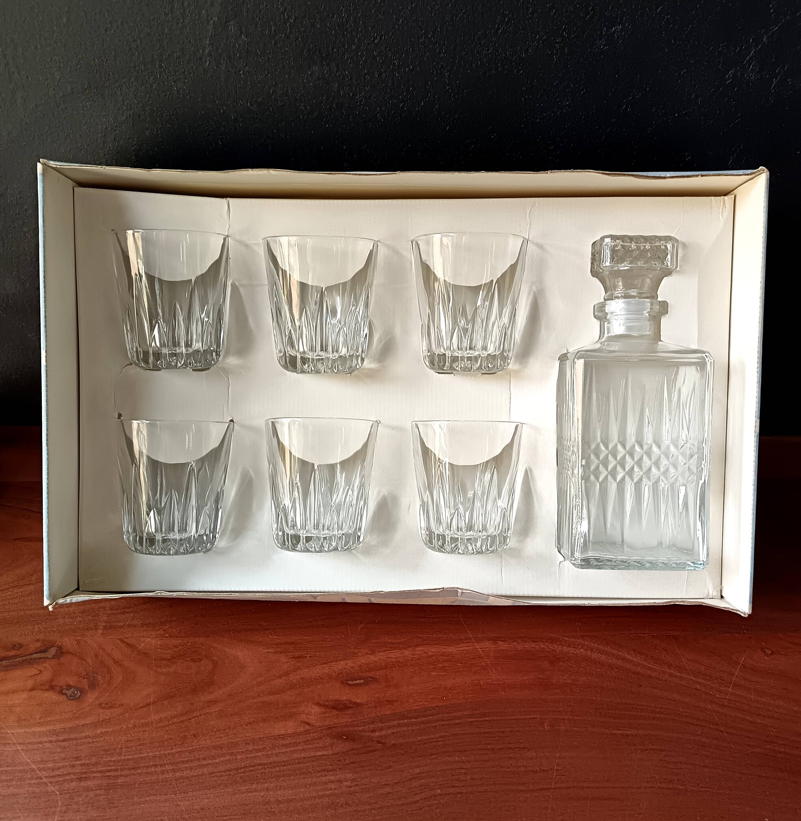 Service à whisky Luminarc verre pressé transparent vintage