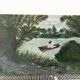 Old oil painting on canvas of a vintage landscape