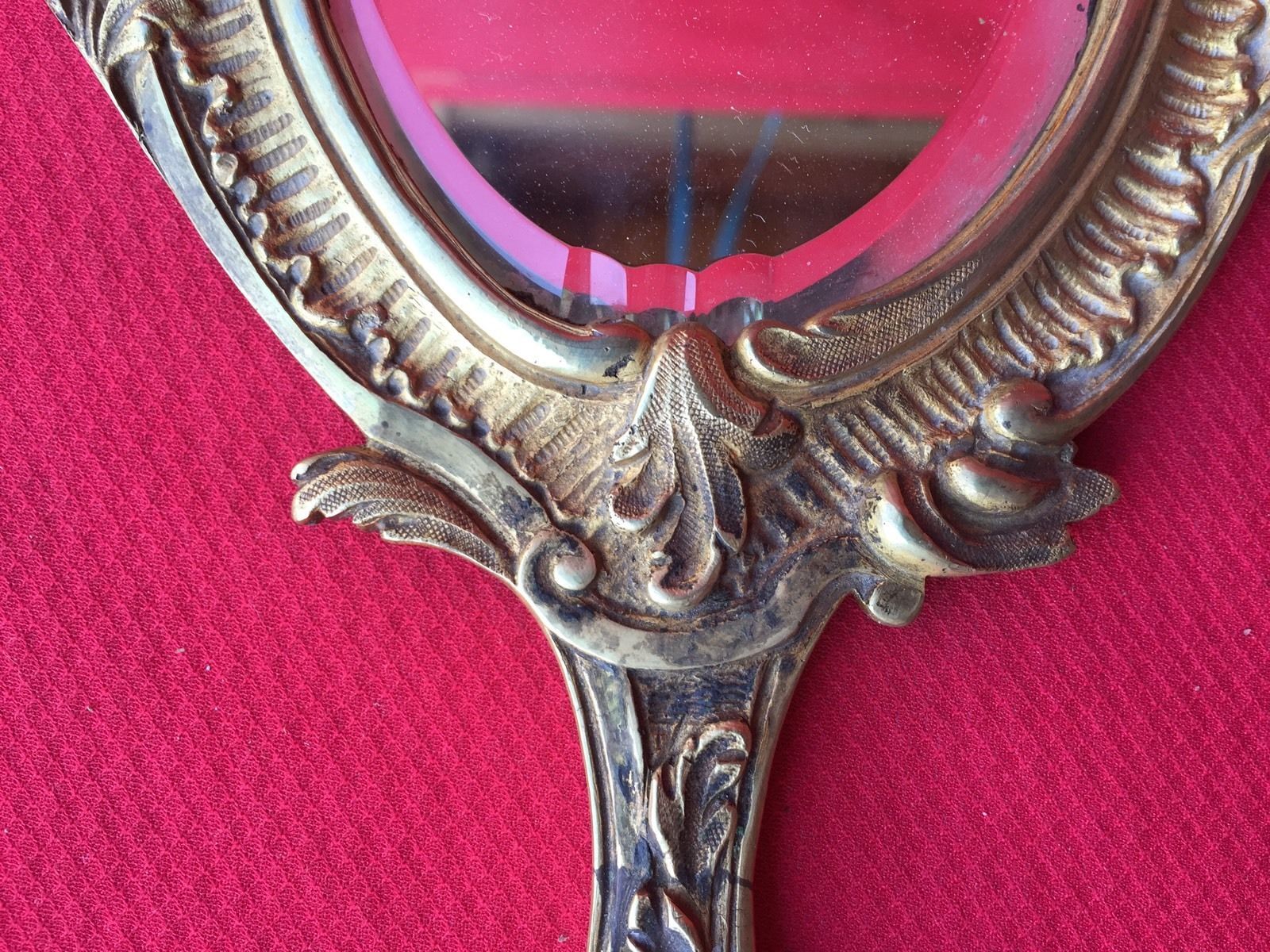 Hand painted gilt bronze nineteenth century louis xv age 1900 canted mirror