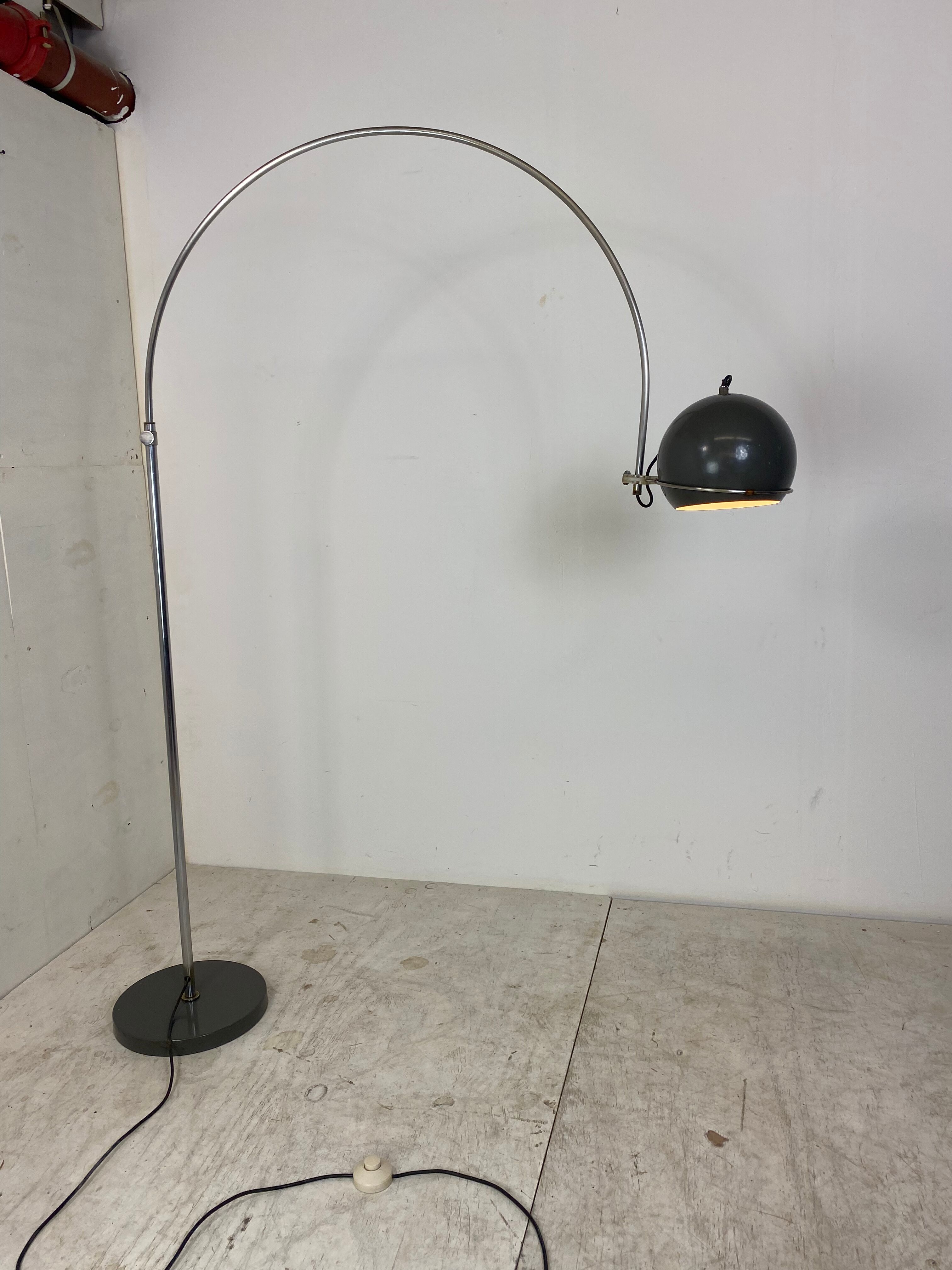 Mid-Century Grey Arc Floor Lamp from Gepo, 1960s