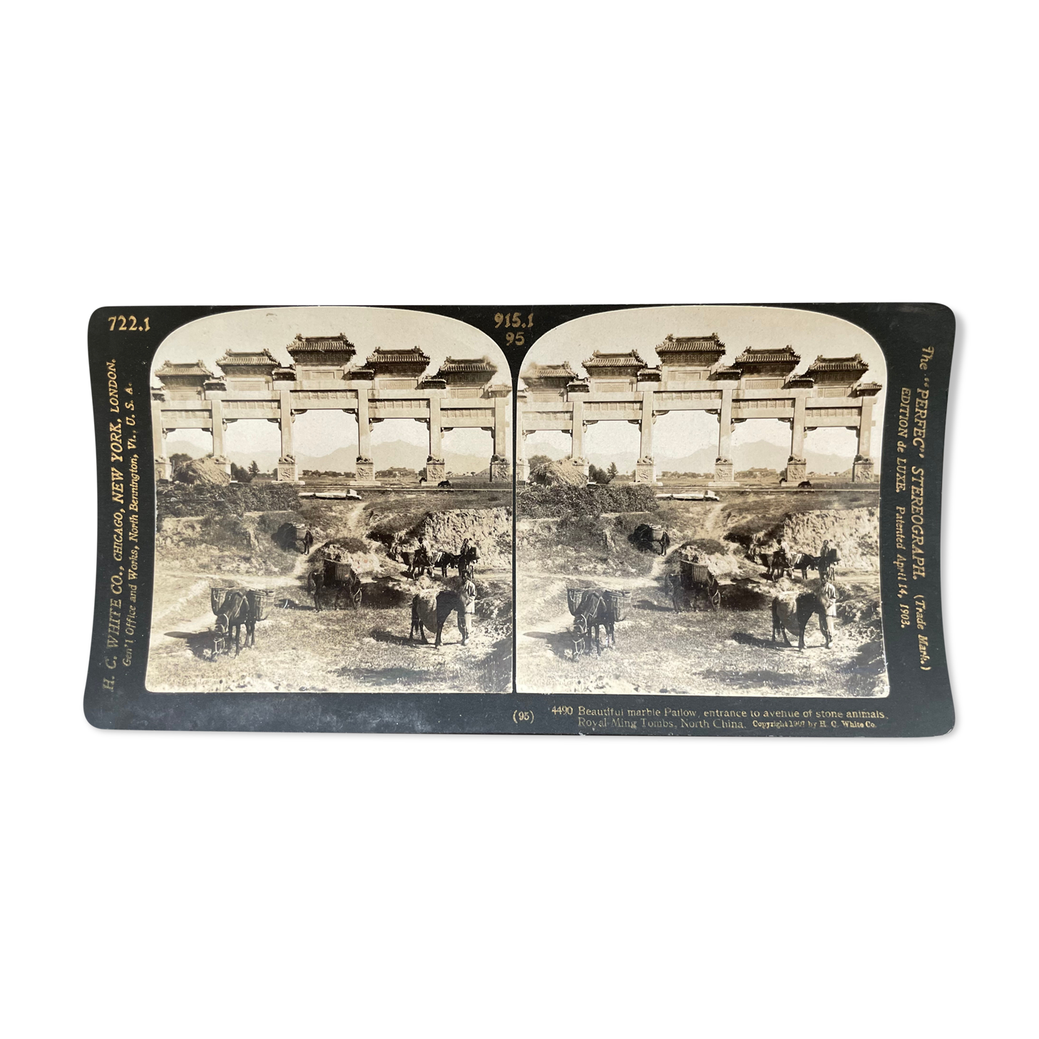 Ancient photography stereo, stereograph, luxury albumine 1903 Ming Royal Tombs, China
