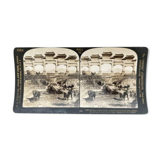 Photographie ancienne stereo, stereograph, luxe albumine 1903 Tombes royales Ming, Chine