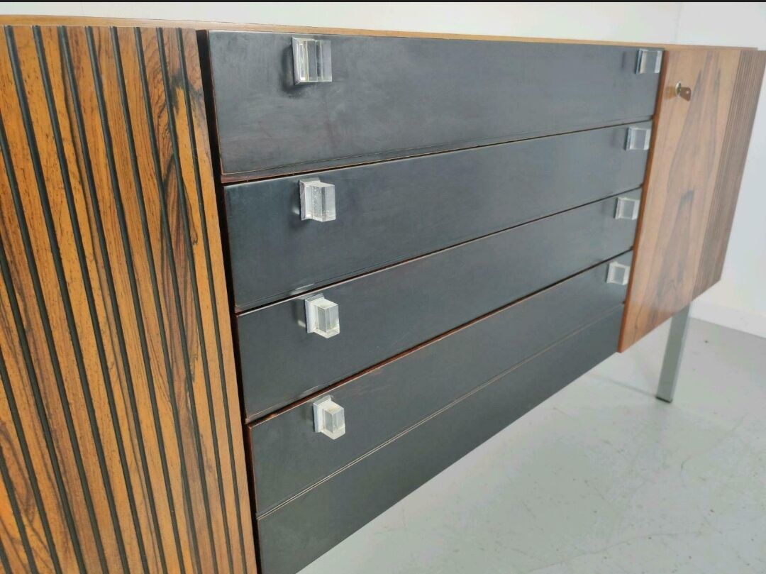 Vintage rosewood sideboard, chrome 1960