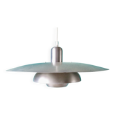 Silver iridescent metal pendant light with a typically Danish design, circa 1975/1980