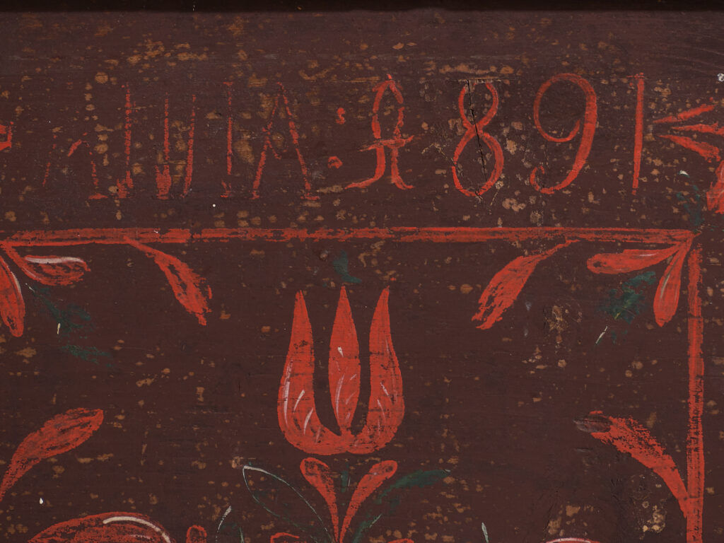 Wedding chest in pine with painted tulips – Central Europe, 1891
