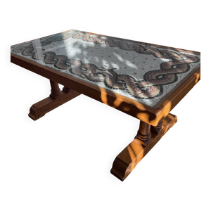 Tabble basse en chêne - mosaique