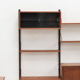 Playful 3-bay wall unit in teak wood by Poul Cadovius, Denmark, 1950s