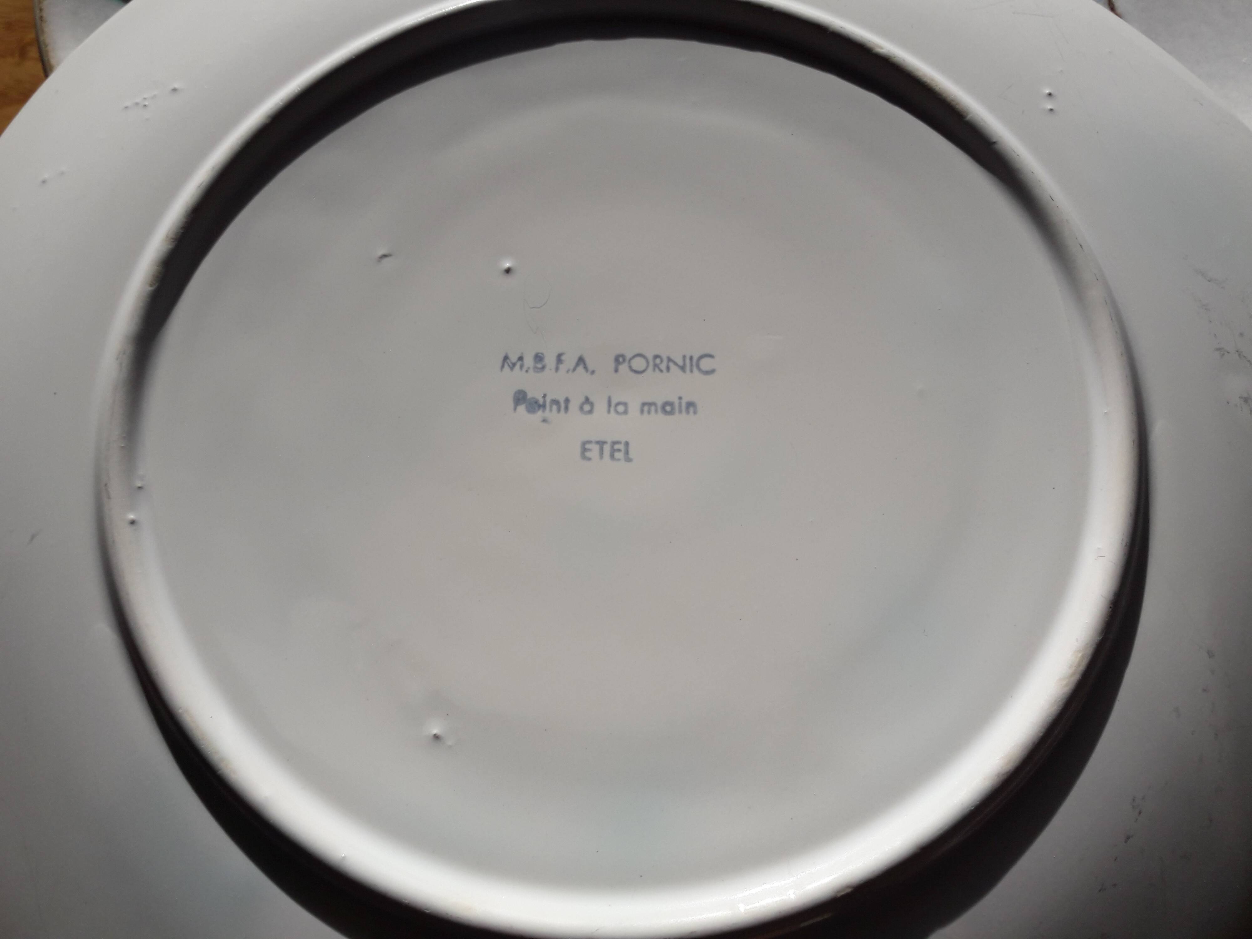 Fish service in Pornic earthenware model Etel, 12 pieces from the 60s