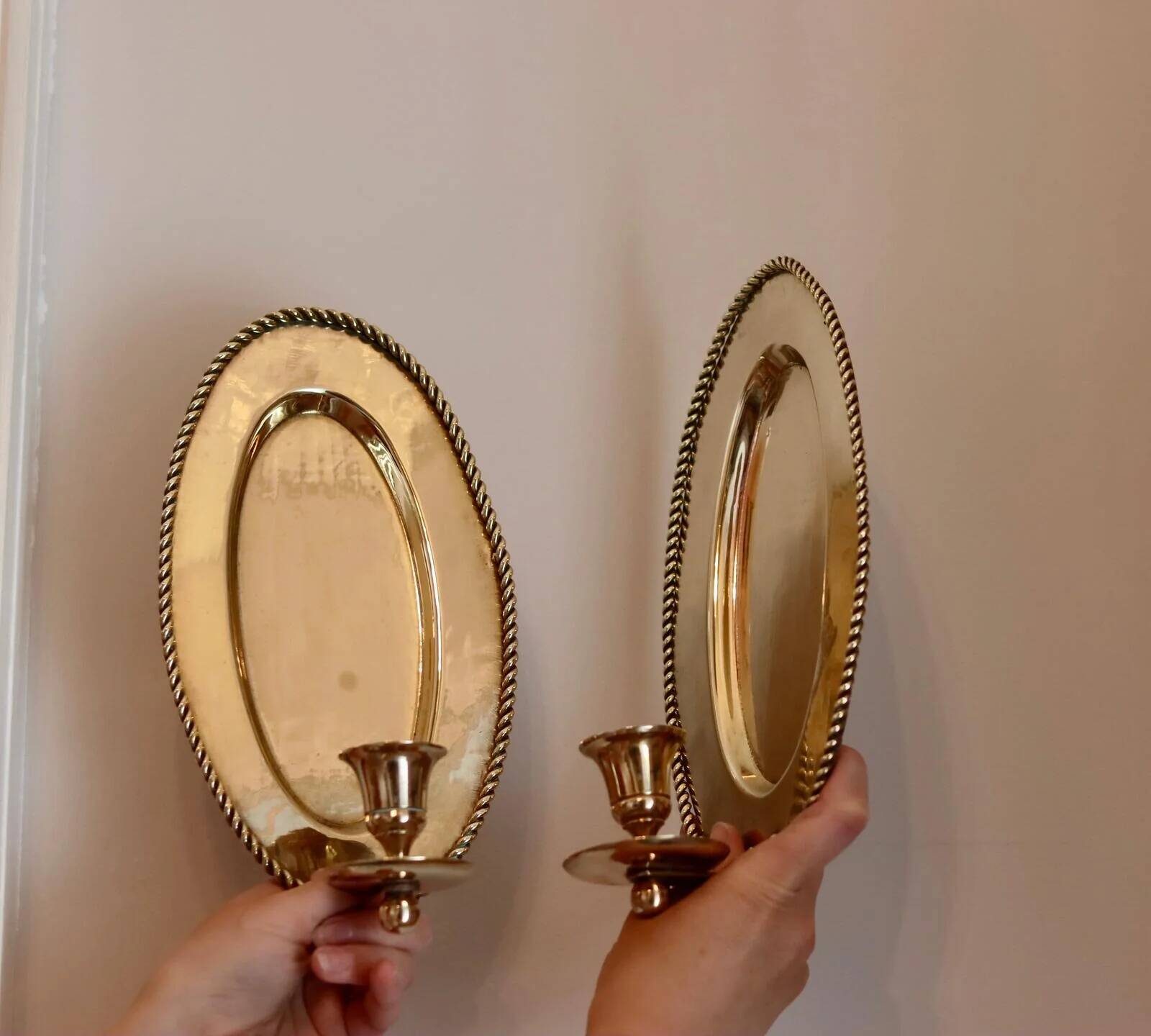 Pair Of Mid Century Swedish Brass Sconces