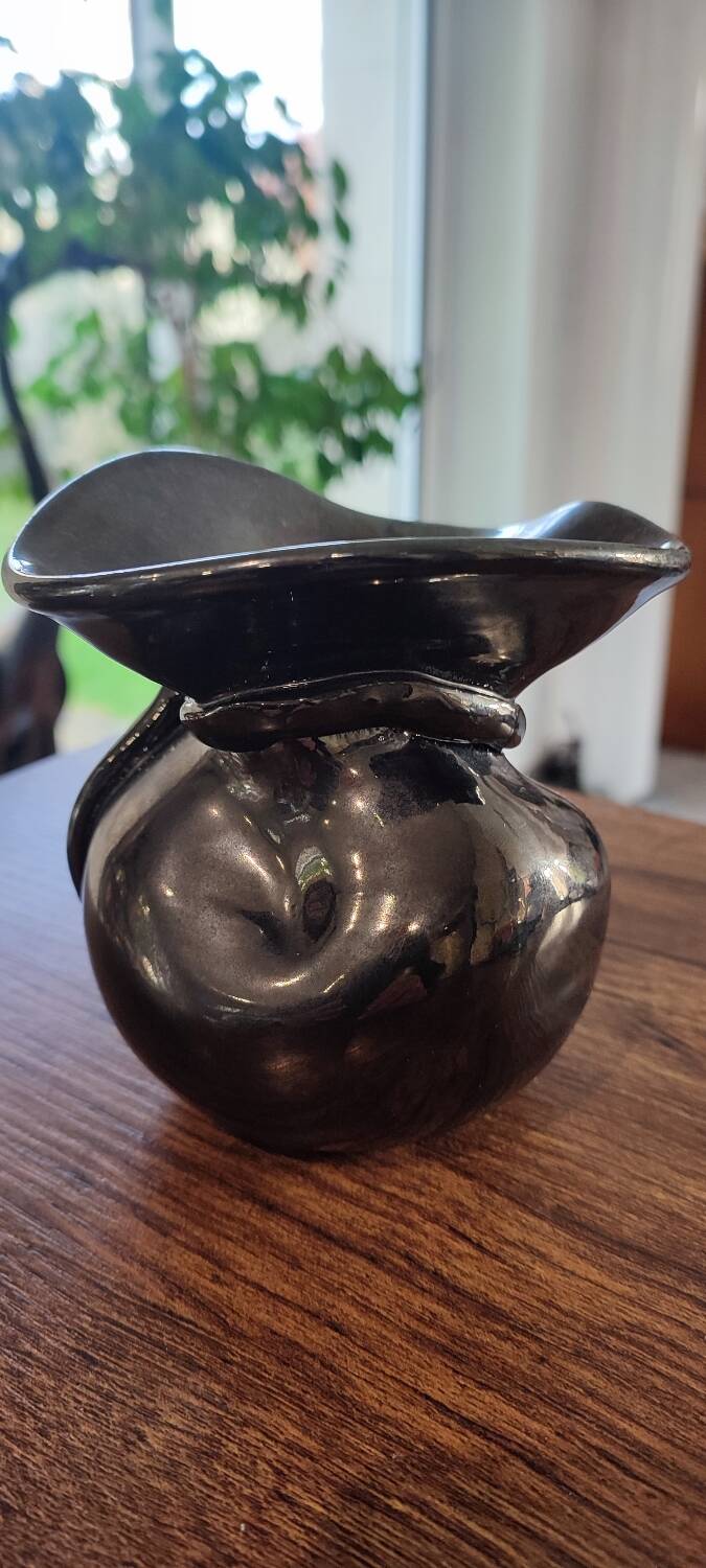 Iridescent ceramic vase from the 1960s, signed