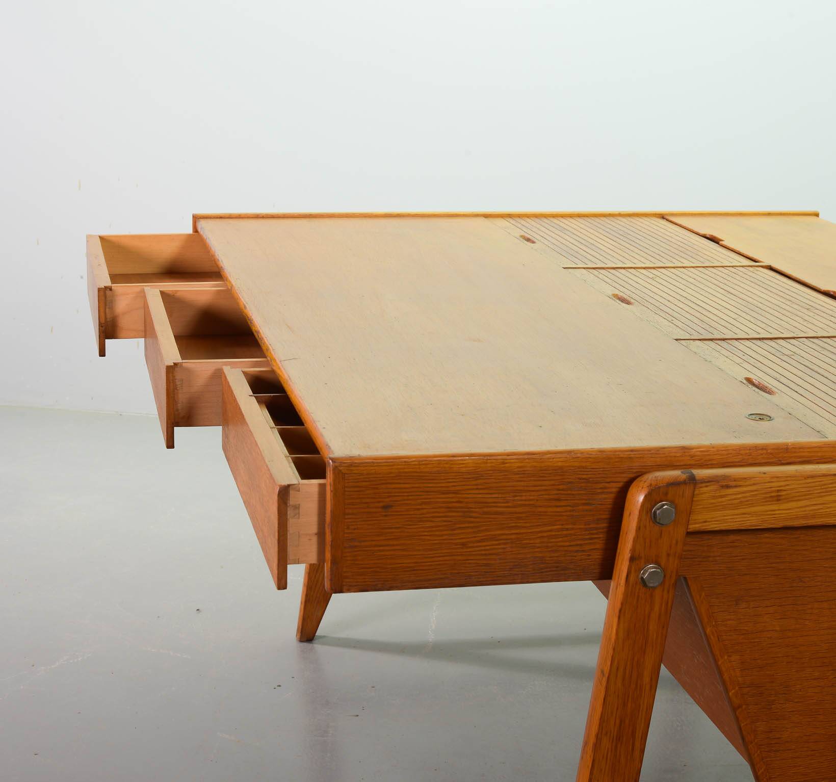 Clausen and Maerus Oak Wooden Design President Writing Desk for Eden 1960s